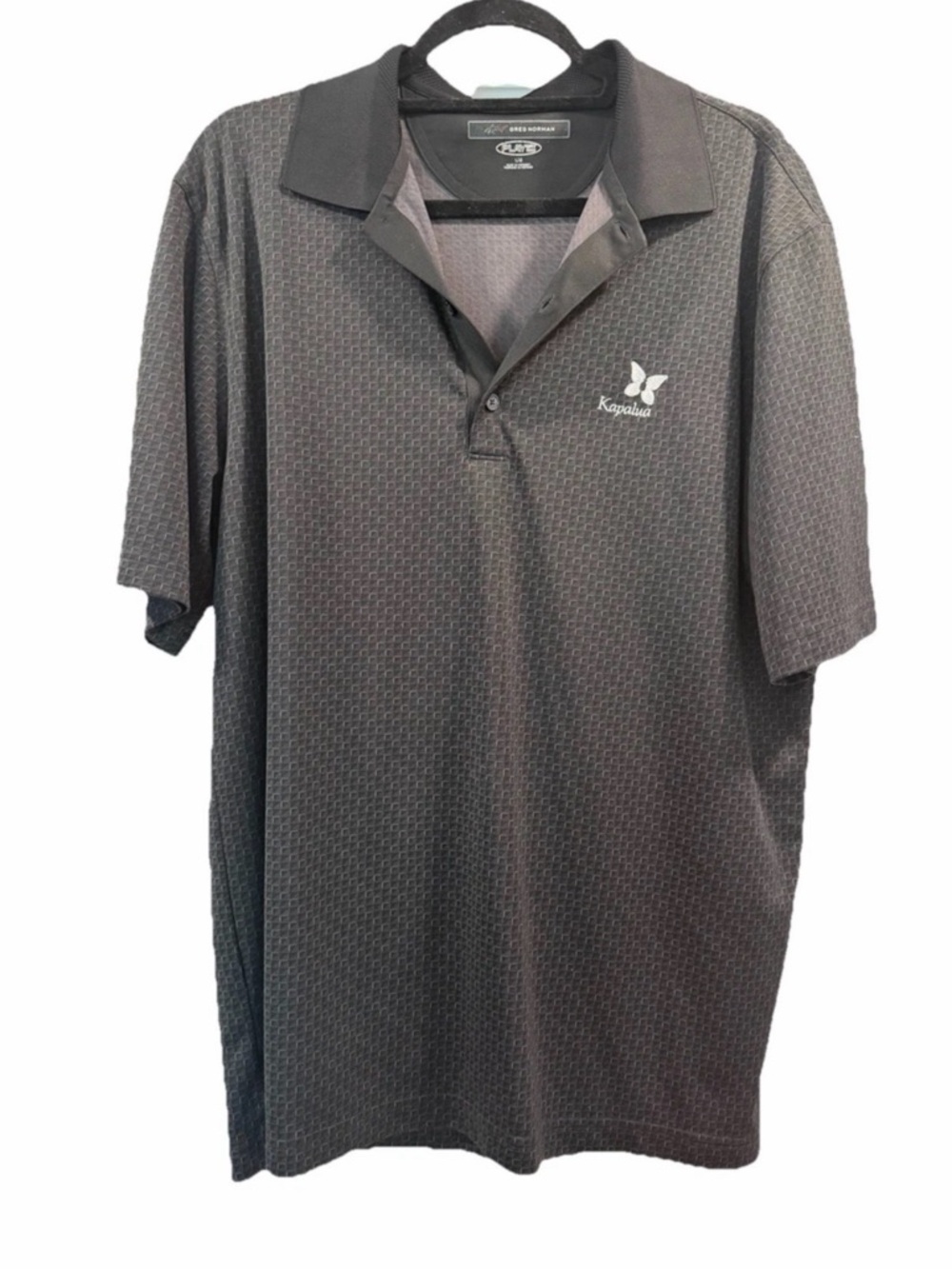 Greg Norman Collection Men's Charcoal Textured Polo